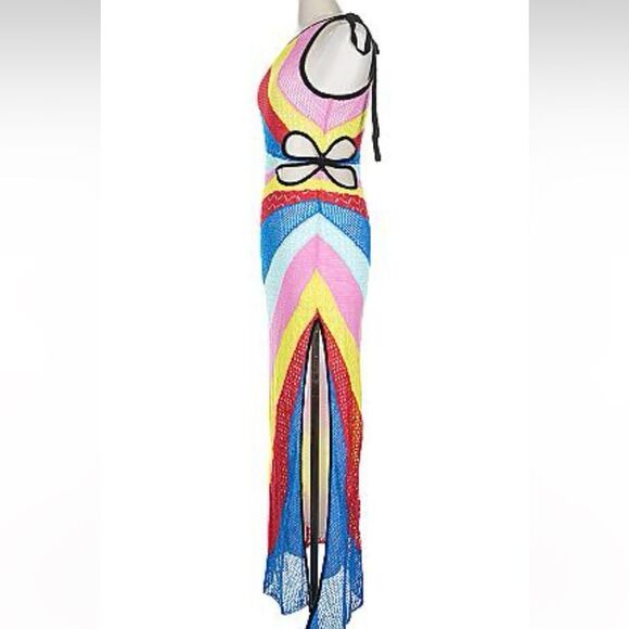 New STAUD Alpes Rainbow Crochet Maxi Dress Large Revolve - Picture 5 of 15